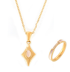 Nueva moda ESTRELLA DE Belén collar ojo de gato incrustaciones de piedra Natural Acero inoxidable PVD chapado en oro estrella colgante collares - Product Image 3