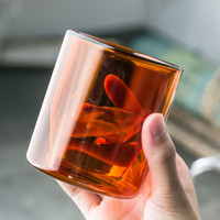 Vaso de Vidrio de Doble Pared con Aislamiento Térmico, Hecho a Mano en Fábrica, Color Transparente, de Borosilicato de Alta Calidad, 200/400 ml, Resistente al Calor