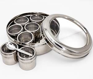 En gros 9 Pcs Mini Boîte À Épices En Acier Inoxydable avec Couvercle et Cuillère Logo Personnalisé Masala Boîtes À Épices pour Le Stockage De La Cuisine - Product Image 2