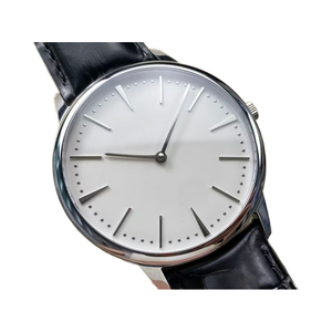 Montre mécanique pour homme avec cadran blanc et bracelet noir - Product Image 1