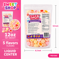 Bonbons en cire rétro de la série Lait de Sweet Shop, sac en vrac de 12 oz (55-65 pièces), saveurs crémeuses fruitées triples (banane, fraise, melon) – Ancien modèle