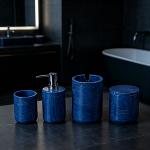 Eco-Friendly Marble Look Customized 5-Piece <b>Bathroom</b> Toilet <b>Accessories</b> <b>Set</b> for Countertop Use in Apartment Decor - Product Image 3