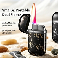 Briquet en métal en forme de galet, double flamme, coupe-vent, avec logo OEM, idéal comme cadeau d'affaires
