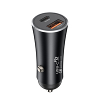 Cargador de Coche USB Metálico Super Mini de 18W, Carga Rápida QC3.0, Adaptador de Coche de Doble Puerto para Vehículos de 12V-24V