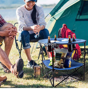 <span class=keywords><strong>Table</strong></span> de <span class=keywords><strong>Camping</strong></span> légère à <span class=keywords><strong>double</strong></span> couche <span class=keywords><strong>Table</strong></span> ronde de pêche en plein air pliable durable avec 4 porte-gobelets - Product Image 2