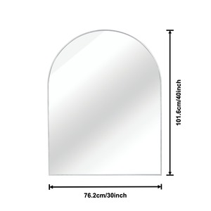 กระจกติดผนังทรงโค้งกรอบโลหะสีเงิน ขนาด 30x40 นิ้ว สำหรับห้องน้ำ - Product Image 4