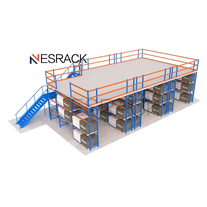 1 2 3T Lager regale Hochleistungs-Zwischen geschoss 12345 Quadratmeter Stahl plattform Mezzanine-Regals ystem im zweiten Stock