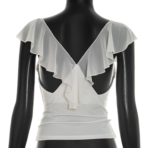 Viviblook Y26TP149 T-shirt décontracté d'été pour femme, nouveau haut sexy ajusté à col bas pour les vacances à la plage - Product Image 3