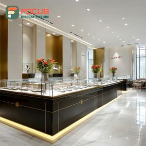 Modern Retail Kiosk Jewelry Showcase Metal Frame Mall Counter Glass Showcase - Product Image 1