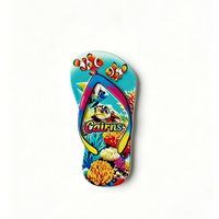 Aimants de réfrigérateur en forme de tongs tropicales - Thème plage (corail/tortue/perroquet) Aimants de réfrigérateur en résine pour la décoration de la maison et de la cuisine