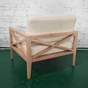 Fauteuil d'extérieur <span class=keywords><strong>en</strong></span> teck avec coussins beiges et structure <span class=keywords><strong>en</strong></span> X - Product Image 5