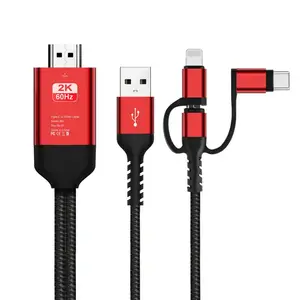 3-in-1 USB Type C Micro USB to HDMI Cable 1080P HD HDTV Mirroring Charging Adapter for Android phone to TV Projector Monitor