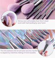 Prix d'usine personnalisé, ensemble de 10 pinceaux cosmétiques professionnels en cheveux synthétiques, ensemble de pinceaux de maquillage violets de marque privée
