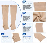 Chaussettes hautes de compression en nylon élastique anti-transpiration, épaisseur standard