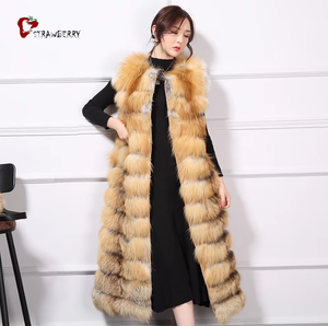 Gran oferta, chaleco de piel auténtica personalizado, chaleco largo de piel de zorro auténtica, nueva chaqueta de moda para mujer - Product Image 3