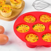 Silikon-Muffinformen für Heißluftfritteuse 7-Fach Muffinblech Cupcake-Form Antihaftbeschichtete Brownie-Kuchenform Runde Pudding-Backform