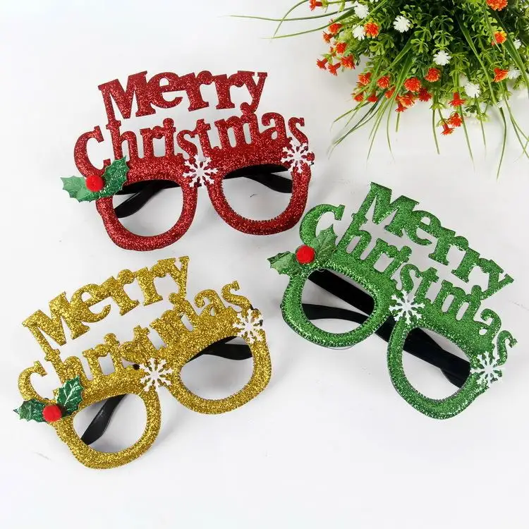 زينة عيد الميلاد للديكور المنزلي نظارات العام الجديد هدايا للأطفال سانتا كلوز الغزلان ثلج عيد الميلاد الحلي