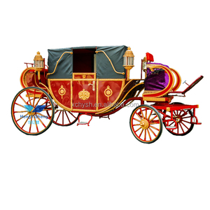 Elegante paseo en carruaje tirado por caballos elegante vagón de caballos estilo americano vintage limusina carruaje de caballos - Product Image 1