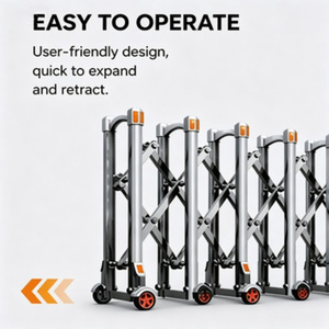 Barrière escamotable industrielle en acier inoxydable de 1,2 m de haut, robuste et extensible, pour la circulation routière, mobile et portable - Product Image 1