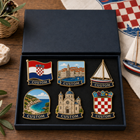 Lot de pin's émaillés personnalisés avec symboles de Croatie, en coffret cadeau, pin's de revers Îles Adriatiques, souvenir touristique, badge des îles côtières, ensemble cadeau