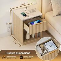 Mesita de Noche Convertible Moderna y Tradicional de Madera Maciza con Cajón de Almacenamiento y Tapa de Madera para una Decoración Estable del Dormitorio, Ensamblada