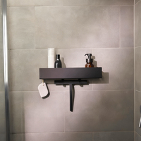 Panier de douche durable auto-drainant blanc aspiration pousser sans perçage panier mural salle de bain support de rangement organisateur