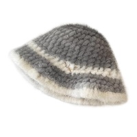 Luxuriöse handgestrickte Nerzfellmütze für Damen, warme Wintermütze für den Außenbereich, vier Jahreszeiten, XZWDSI CX-C-348, 56–58 cm