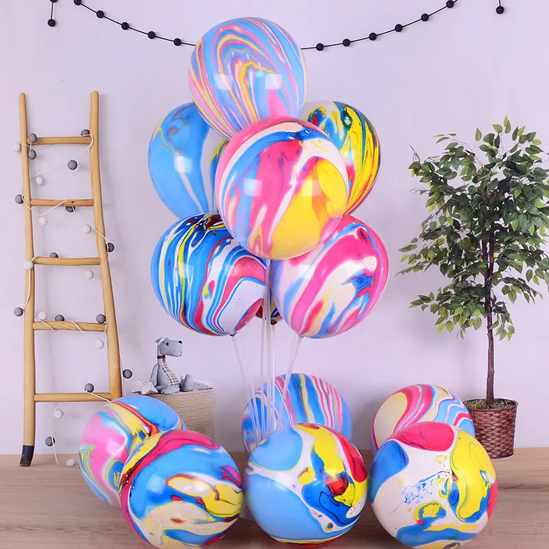 Groothandel Goedkope Bruiloft Verjaardag 10 Inch Ronde Helium Latex Multi-color Marmer Agaat Ballon