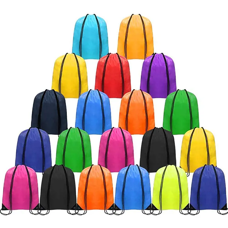 Vari colori logo personalizzato stampato promozione a buon mercato poliestere eco friendly riciclato coulisse borsa shopping antipolvere