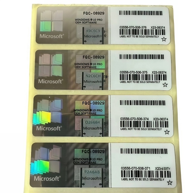 Win 10 Pro Key COA Sticker Label Silver Online Activation Win10 Professional OEM License Physical in Stock Fedex/DHL Free Ship
