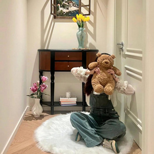 French Retro Style Ash Wood Entryway <b>Cabinet</b> Solid Wood <b>Small</b> Apartment E0 Paint Finish - Product Image 2