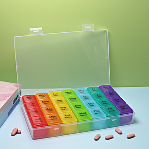 Wholesale Modern 4-Cell 7-Day Portable Medicine <b>Box</b> <b>Large</b>-Capacity 28-Cell Transparent Moisture-Proof Sub-<b>Packing</b> Multi-Cell - Product Image 2