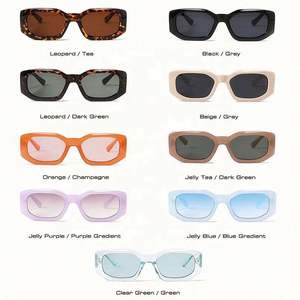 Nuevas Gafas de Sol Cuadradas con Degradado de Color Jelly y Logotipo Personalizado de Moda 2021, Gafas de Sol Rectangulares Poligonales con Protección UV400 para Mujer - Product Image 6