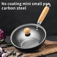 Wok en fer traditionnel fait à la main Poêle en acier au carbone antiadhésive avec couvercle en bois et poignée Poêle à wok à l'ancienne de style chinois