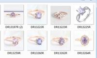 Bague classique pour femme en argent sterling 925 plaqué or rose avec quartz lavande