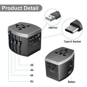 Adaptateur de voyage universel Dongyi EU US UK AU OVP OCP OTP Caractéristiques Adaptateur de voyage universel multi-prises 3 Type-C + 2 USB - Product Image 5