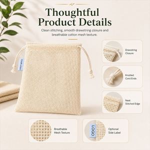 Bolsas de Malla de Algodón con Cordón, Ecológicas, Reutilizables, Bolsa de Yute Natural con Logotipo Personalizado para Envasado de Jabón y Joyería - Product Image 2