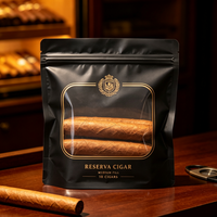 Emballage personnalisé en sachet plastique pour cônes de feuilles de cigares, sac refermable avec fenêtre, résistant à l'humidité et anti-odeur