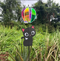 Moulin à vent décoratif en forme d'animal de dessin animé mignon, boule holographique arc-en-ciel rotative, pour jardin et maternelle