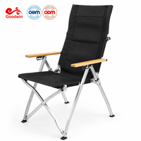 Chaise de camping extérieure légère en toile de haute qualité, personnalisable ODM, avec accoudoirs en bois