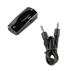 Adaptateur convertisseur HDTV femelle vers VGA femelle avec audio 3,5 mm |   Plaqué or |   Connecter l'ordinateur portable à un moniteur VGA |   Blanc Noir - Product Image 4