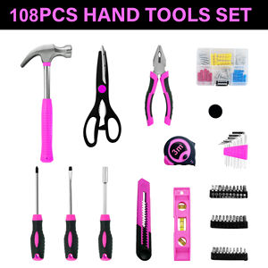 Kit d'outils à main ensemble 108 pièces rose tournevis marteau maison haute qualité outils à main ensemble Kit pour mécanique - Product Image 3