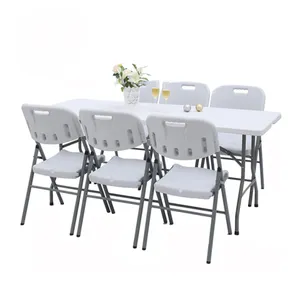 72 Zoll 6ft Günstiger Preis Outdoor Patio Kunststoff Klapp Esstisch Set Mit Stuhl