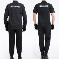 Ensemble Uniformes de Sécurité Haute Qualité au Design Tactique Noir pour Hommes, Fournisseur d'Uniformes d'Été d'Extérieur Solide Noir, Fabricant
