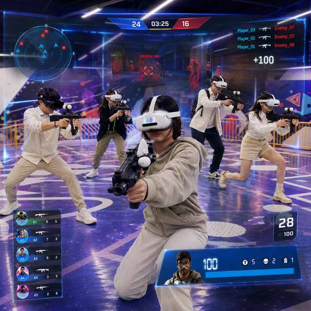 High ROI Indoor MR VR Shooting Arena, Head-mounted Multiplayer FPS Game Machine Steel Fiberglass Fast Response