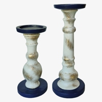 10 pouces décoration de la maison Antique or et noir bois Look résine pilier bougeoirs or chandeliers décoration de table