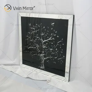 Nevina wand dekor kristall Apple Tree gespiegelt rahmen Beveled spiegel wand kunst rahmen Crystal Rectangular form für wohnzimmer
