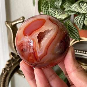 Bola de Cristal de Ágata Roja Carnelina, Piedra Curativa Natural al por Mayor, con Cristales Druzy, Artesanías de Cristal para Decoración del Hogar - Product Image 5