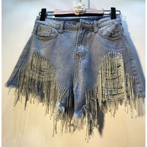 <span class=keywords><strong>2022</strong></span> <span class=keywords><strong>été</strong></span> Offre Spéciale femmes taille haute Denim Shorts strass glands mode diamant perles bleu clair à la mode femmes Denim Shorts - Product Image 2