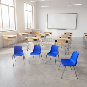 Chaise empilable en plastique populaire avec pieds en acier inoxydable pour salle <span class=keywords><strong>de</strong></span> classe, formation, école, église, bureau, événement, salle à manger, concert - Product Image 1